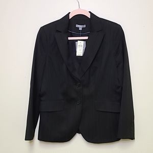 $218 Ann Taylor Black Pinstripe Virgin Wool Blazer